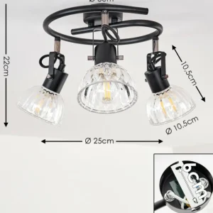 hofstein Plafonnier Bohemia Noir, 3 lumières* Lampes En Verre