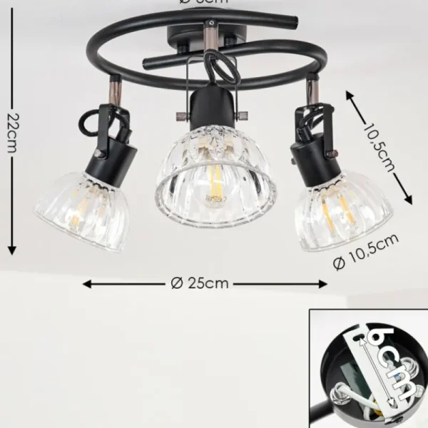 hofstein Plafonnier Bohemia Noir, 3 lumières* Lampes En Verre