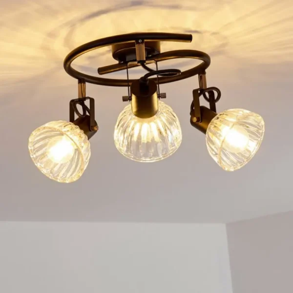 hofstein Plafonnier Bohemia Noir, 3 lumières* Lampes En Verre