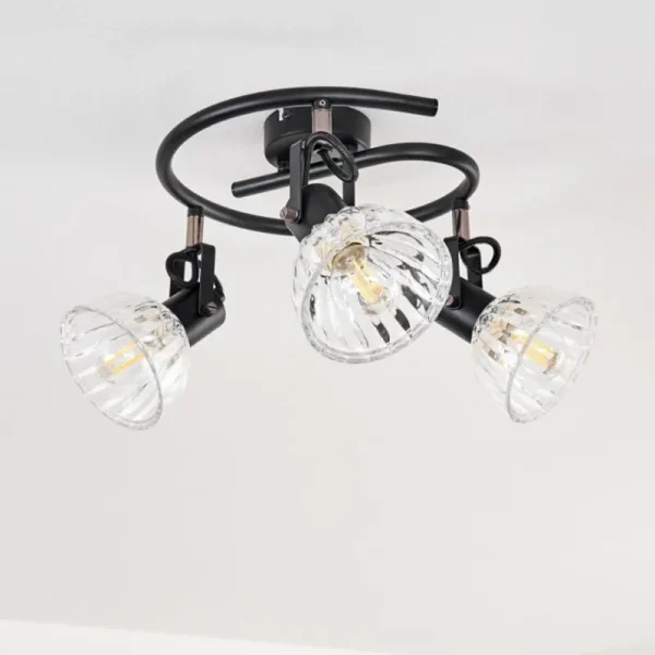 hofstein Plafonnier Bohemia Noir, 3 lumières* Lampes En Verre