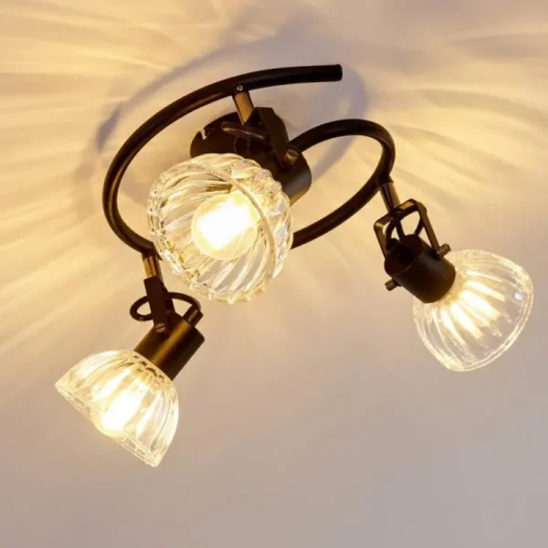 hofstein Plafonnier Bohemia Noir, 3 lumières* Lampes En Verre