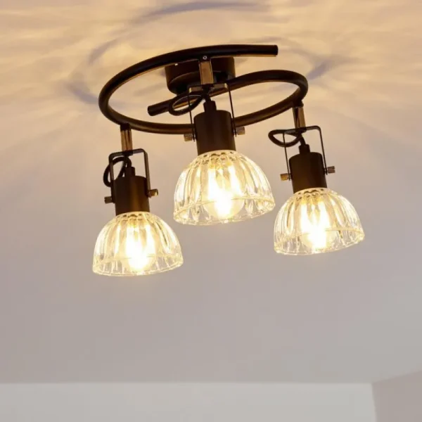 hofstein Plafonnier Bohemia Noir, 3 lumières* Lampes En Verre