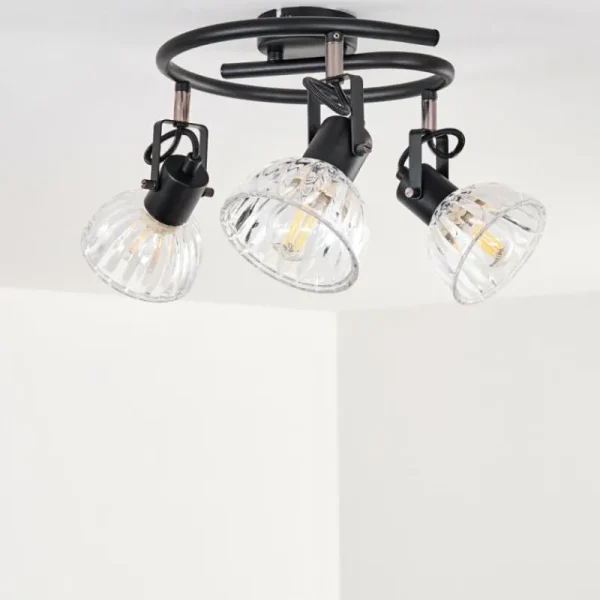 hofstein Plafonnier Bohemia Noir, 3 lumières* Lampes En Verre
