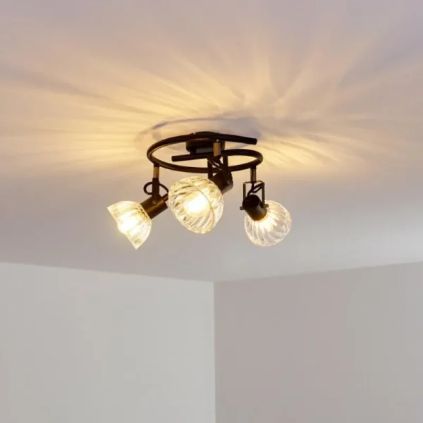 hofstein Plafonnier Bohemia Noir, 3 lumières* Lampes En Verre