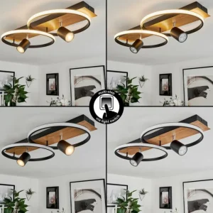 hofstein Plafonnier Boim LED Couleur bois, Noir, 3 lumières* Lampes Modernes