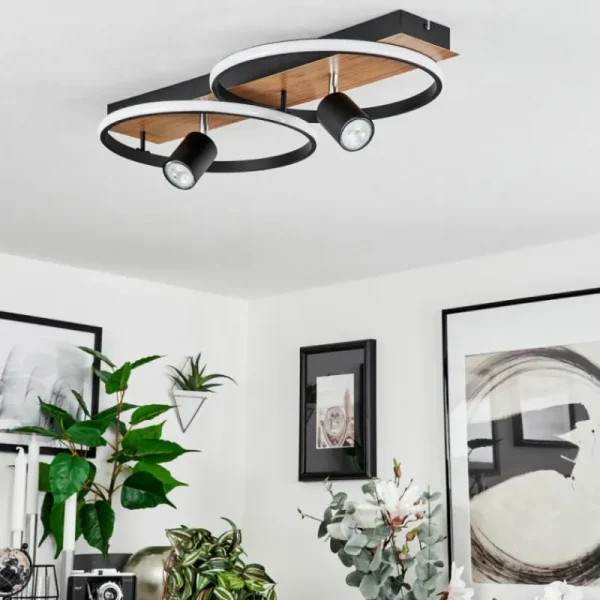 hofstein Plafonnier Boim LED Couleur bois, Noir, 3 lumières* Lampes Modernes