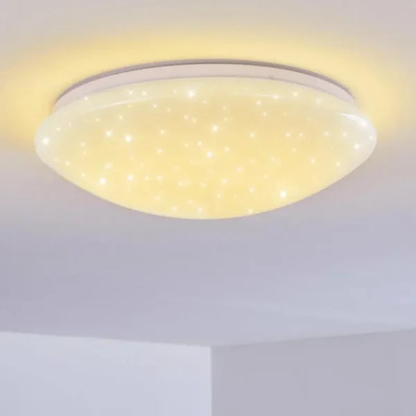 hofstein Plafonnier Brighton Star LED Blanc, 1 lumière, Télécommandes, Changeur de couleurs* Lampes Modernes