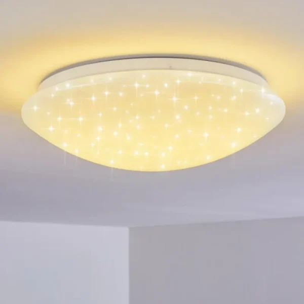 hofstein Plafonnier Brighton Star LED Blanc, 1 lumière, Télécommandes, Changeur de couleurs* Lampes Modernes