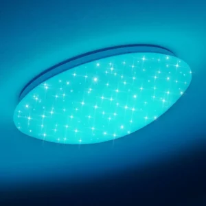hofstein Plafonnier Brighton Star LED Blanc, 1 lumière, Télécommandes, Changeur de couleurs* Lampes Modernes