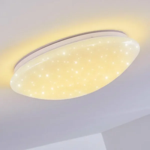 hofstein Plafonnier Brighton Star LED Blanc, 1 lumière, Télécommandes, Changeur de couleurs* Lampes Modernes
