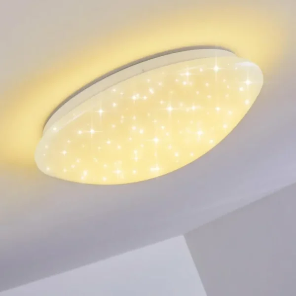 hofstein Plafonnier Brighton Star LED Blanc, 1 lumière, Télécommandes, Changeur de couleurs* Lampes Modernes