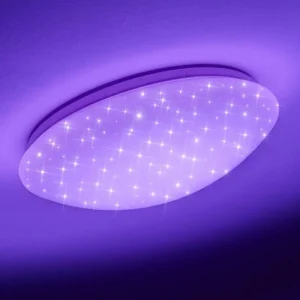 hofstein Plafonnier Brighton Star LED Blanc, 1 lumière, Télécommandes, Changeur de couleurs* Lampes Modernes