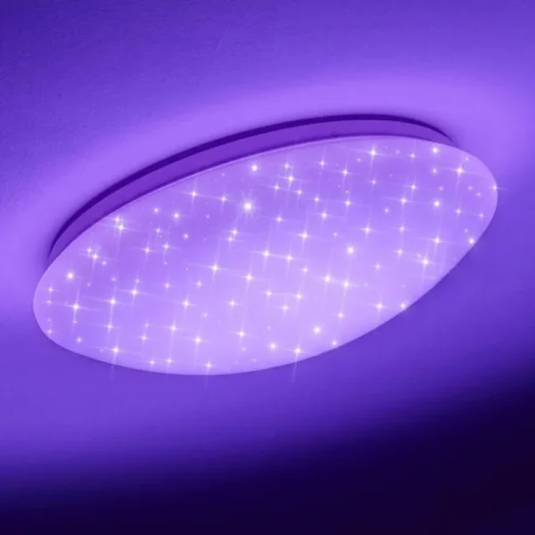 hofstein Plafonnier Brighton Star LED Blanc, 1 lumière, Télécommandes, Changeur de couleurs* Lampes Modernes