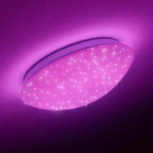 hofstein Plafonnier Brighton Star LED Blanc, 1 lumière, Télécommandes, Changeur de couleurs* Lampes Modernes