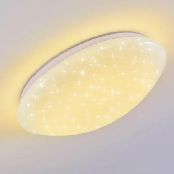 hofstein Plafonnier Brighton Star LED Blanc, 1 lumière, Télécommandes, Changeur de couleurs* Lampes Modernes