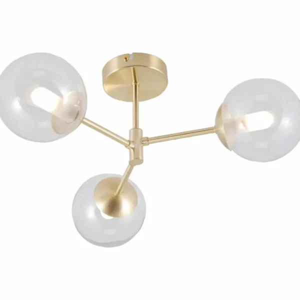 Luminaires Brilliant Plafonnier Brillliant Gitse Or, 3 lumières* Lampes En Verre