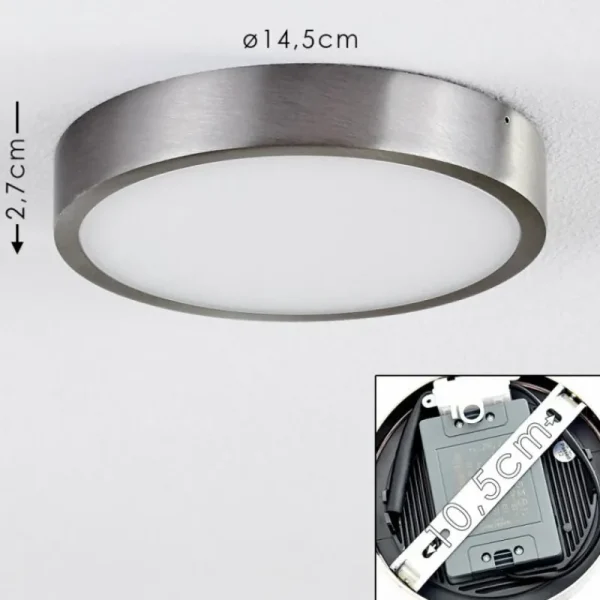 hofstein Plafonnier Broglen LED Nickel mat, 1 lumière* Lampes Modernes