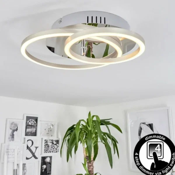 hofstein Plafonnier Buren LED Aluminium, Chrome, 1 lumière* Lampes Modernes