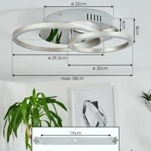 hofstein Plafonnier Buren LED Aluminium, Chrome, 1 lumière* Lampes Modernes