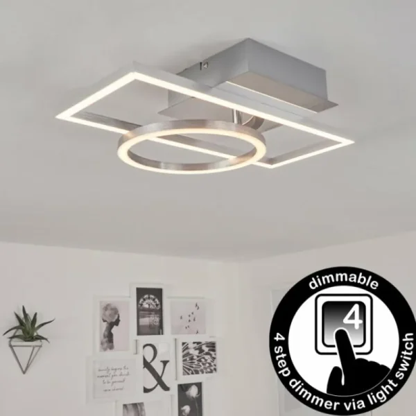 hofstein Plafonnier Buren LED Nickel mat, 1 lumière* Lampes Modernes