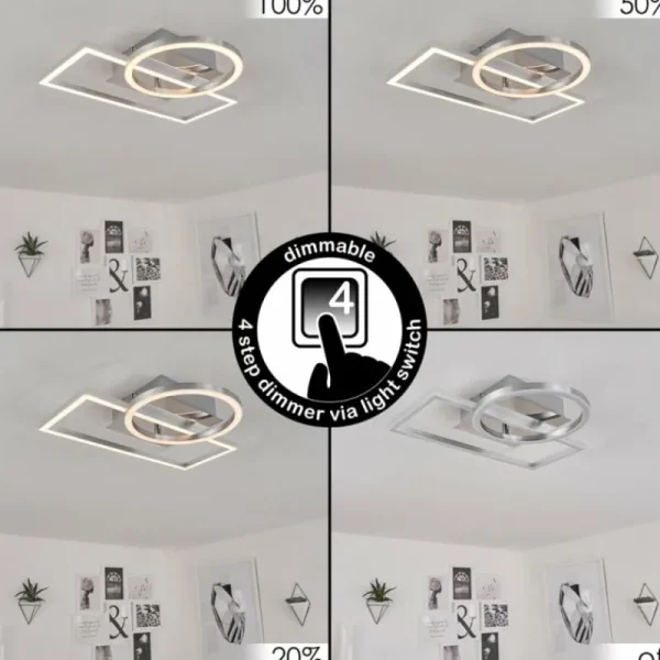 hofstein Plafonnier Buren LED Nickel mat, 1 lumière* Lampes Modernes