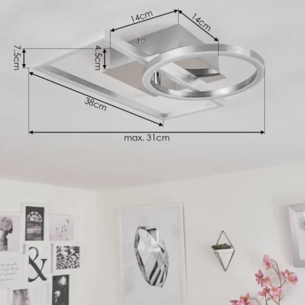 hofstein Plafonnier Buren LED Nickel mat, 1 lumière* Lampes Modernes