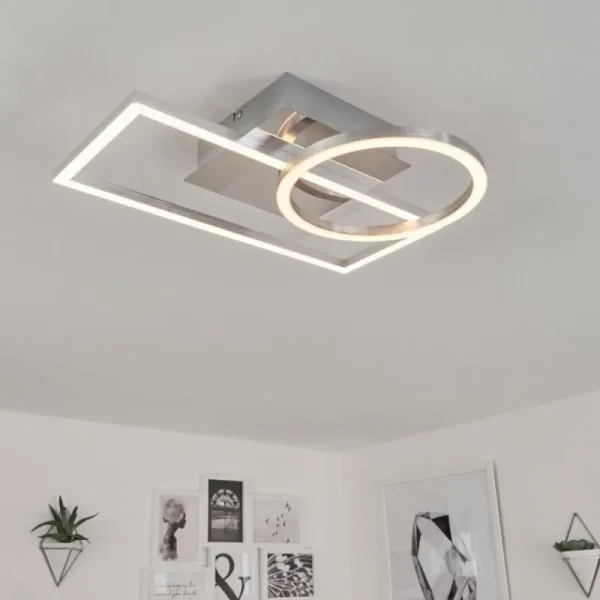 hofstein Plafonnier Buren LED Nickel mat, 1 lumière* Lampes Modernes