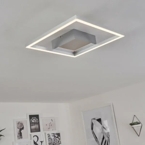 hofstein Plafonnier Buren LED Nickel mat, 1 lumière* Lampes Modernes