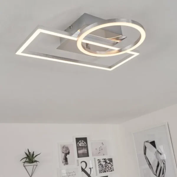 hofstein Plafonnier Buren LED Nickel mat, 1 lumière* Lampes Modernes