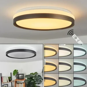 hofstein Plafonnier Buris LED Noir, Blanc, 1 lumière, Télécommandes* Lampes Modernes