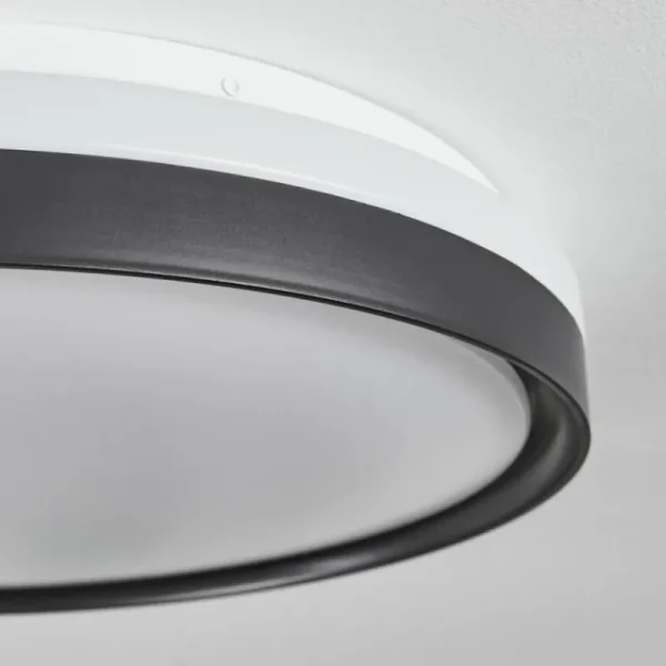 hofstein Plafonnier Buris LED Noir, Blanc, 1 lumière, Télécommandes* Lampes Modernes