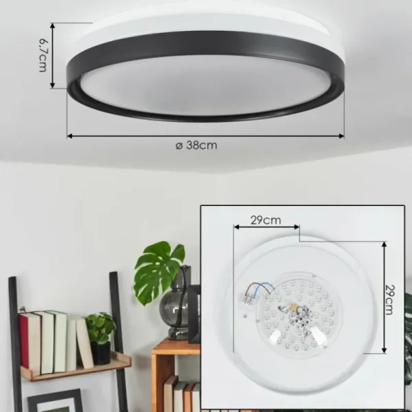 hofstein Plafonnier Buris LED Noir, Blanc, 1 lumière, Télécommandes* Lampes Modernes