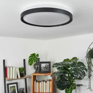 hofstein Plafonnier Buris LED Noir, Blanc, 1 lumière, Télécommandes* Lampes Modernes