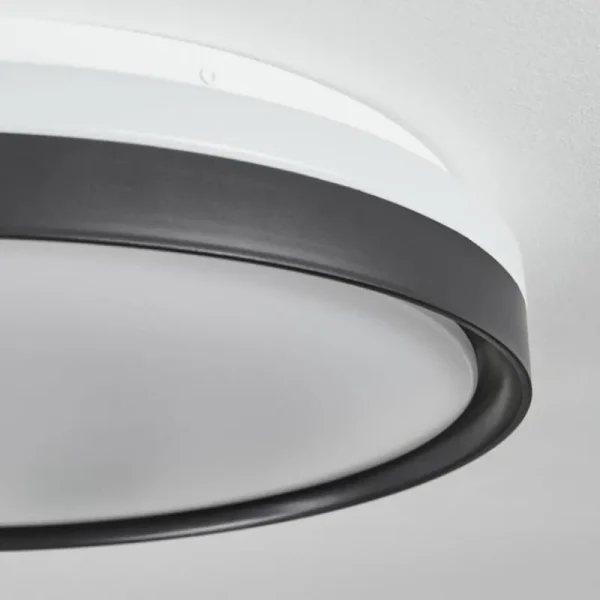 hofstein Plafonnier Buris LED Noir, Blanc, 1 lumière, Télécommandes* Lampes Modernes