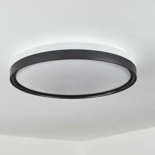 hofstein Plafonnier Buris LED Noir, Blanc, 1 lumière, Télécommandes* Lampes Modernes