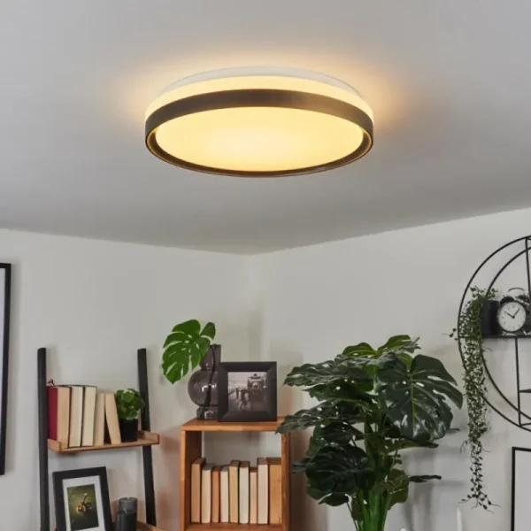hofstein Plafonnier Buris LED Noir, Blanc, 1 lumière, Télécommandes* Lampes Modernes