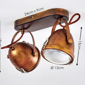hofstein Plafonnier Butikon Rouille, 2 lumières* Lampes En Verre