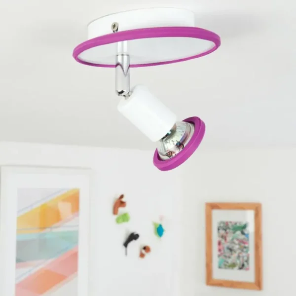 hofstein Plafonnier Cabri LED Chrome, Lila, Blanc, 1 lumière* Lampes Modernes