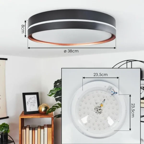 hofstein Plafonnier Cachalot LED Cuivre, Noir, 1 lumière, Télécommandes, Changeur de couleurs* Lampes Modernes