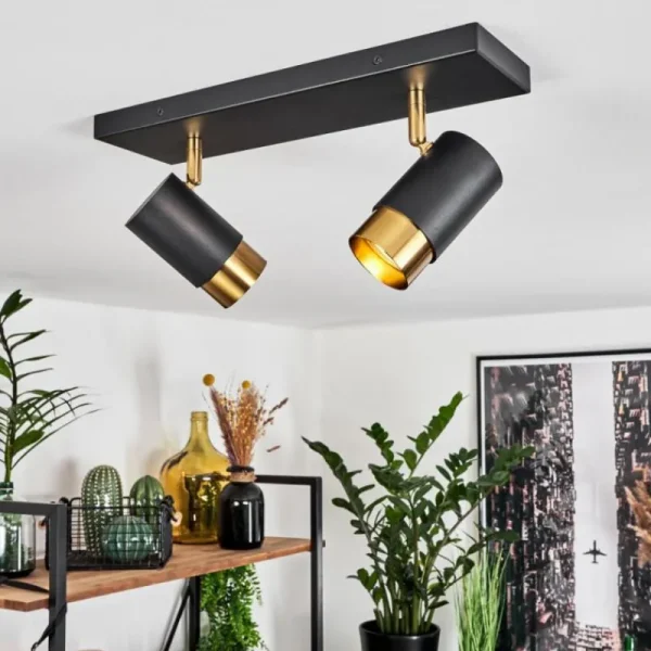 hofstein Plafonnier Campanas Laiton, Noir, 2 lumières* Lampes Modernes