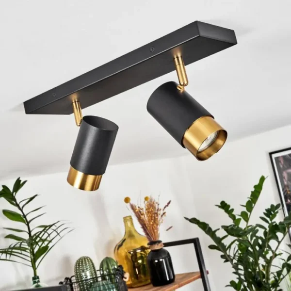 hofstein Plafonnier Campanas Laiton, Noir, 2 lumières* Lampes Modernes