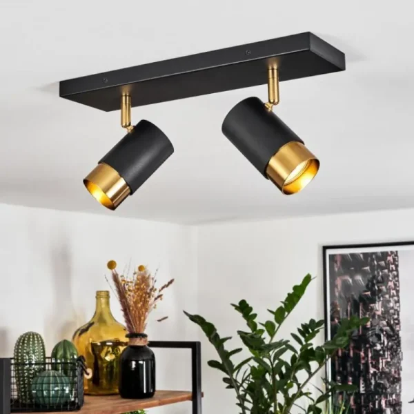 hofstein Plafonnier Campanas Laiton, Noir, 2 lumières* Lampes Modernes