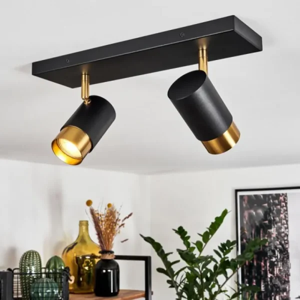 hofstein Plafonnier Campanas Laiton, Noir, 2 lumières* Lampes Modernes