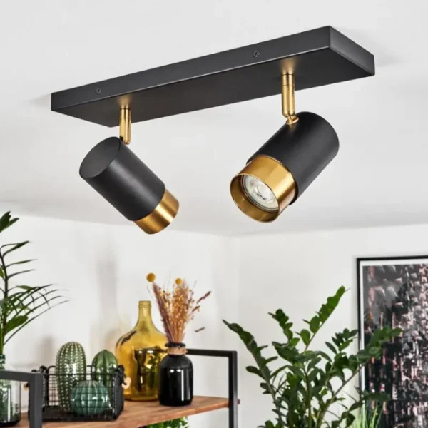 hofstein Plafonnier Campanas Laiton, Noir, 2 lumières* Lampes Modernes