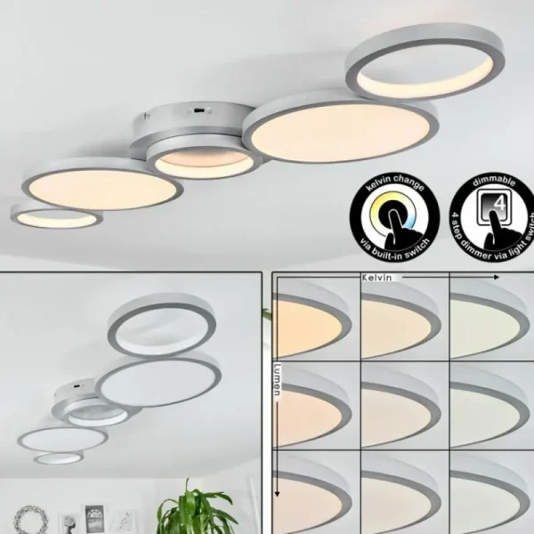 hofstein Plafonnier Carabajal LED Titane, 1 lumière* Lampes Modernes