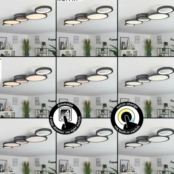 hofstein Plafonnier Carabajal LED Noir, 1 lumière* Lampes Modernes