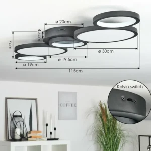hofstein Plafonnier Carabajal LED Noir, 1 lumière* Lampes Modernes