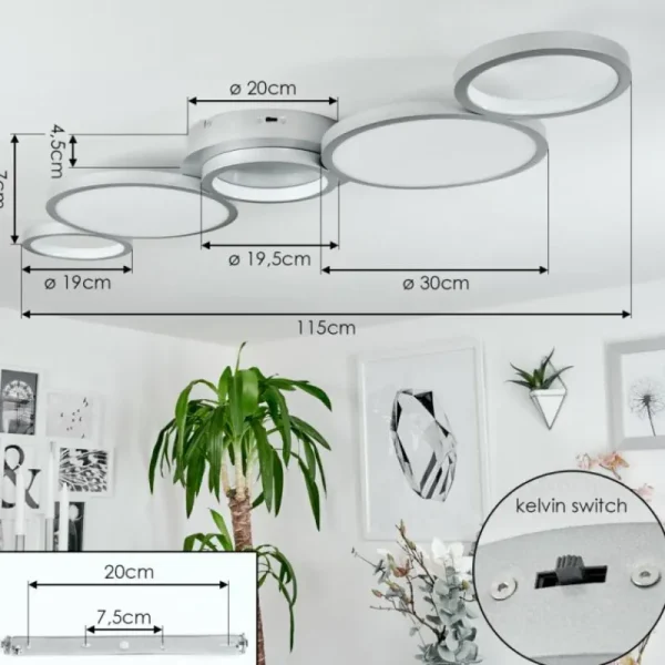hofstein Plafonnier Carabajal LED Titane, 1 lumière* Lampes Modernes