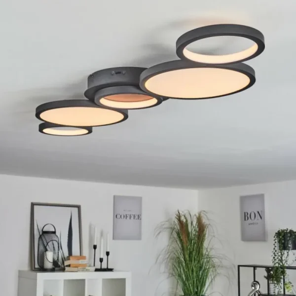 hofstein Plafonnier Carabajal LED Noir, 1 lumière* Lampes Modernes
