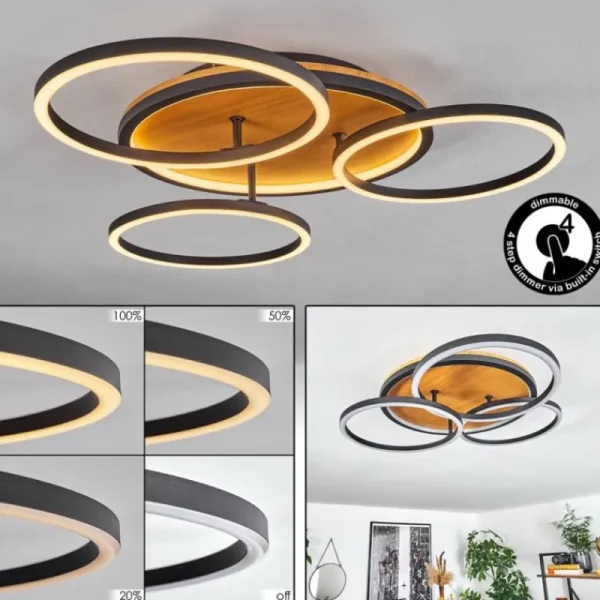 hofstein Plafonnier Cardozo LED Écru, Noir, 1 lumière* Lampes Modernes